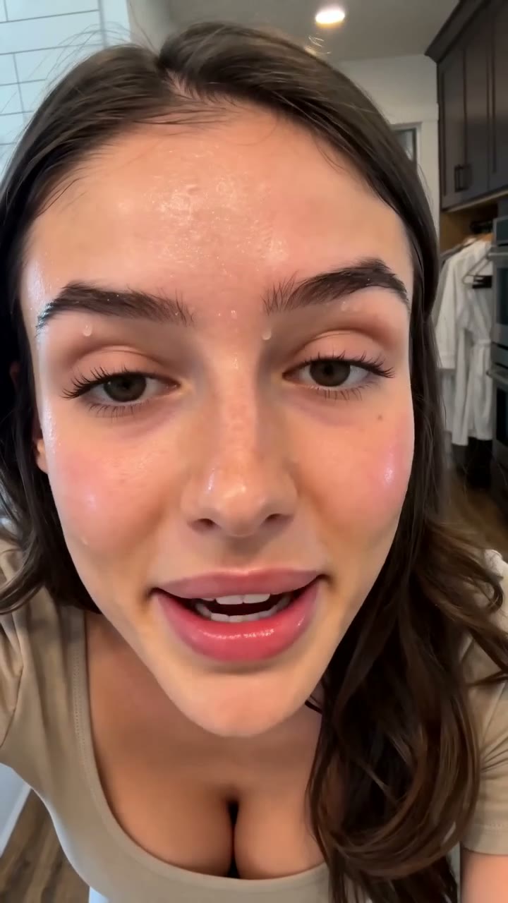 Cleanser routine at the bathroom mirror